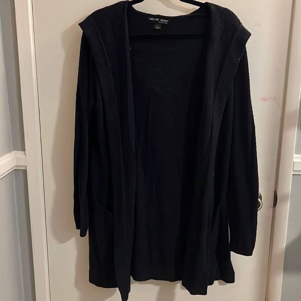 Barefoot Dreams CozyLite Hooded Cardigan in Black